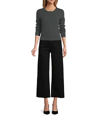 Antonio Melani Lindsay Crew Neckline Long Sleeve Button Front Cashmere Cardigan