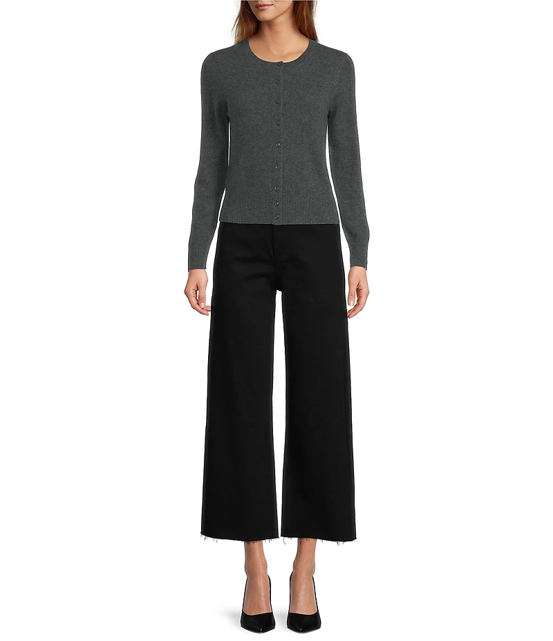 Antonio Melani Lindsay Crew Neckline Long Sleeve Button Front Cashmere Cardigan