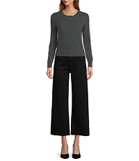 Antonio Melani Lindsay Crew Neckline Long Sleeve Button Front Cashmere Cardigan