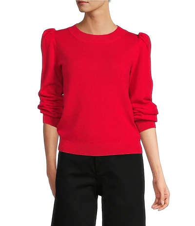 Antonio Melani Lisa Puff Sleeve Crew Neck Cashmere Sweater