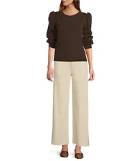 Antonio Melani Lisa Puff Sleeve Crew Neck Cashmere Sweater