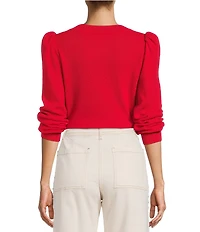 Antonio Melani Lisa Puff Sleeve Crew Neck Cashmere Sweater