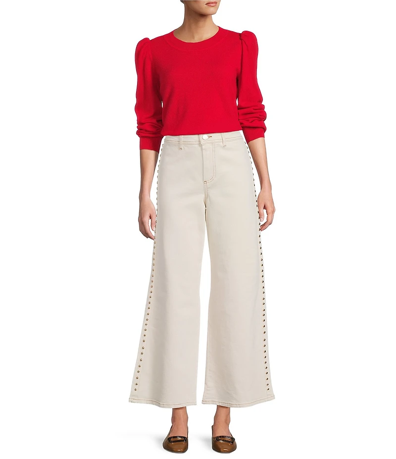 Antonio Melani Lisa Puff Sleeve Crew Neck Cashmere Sweater