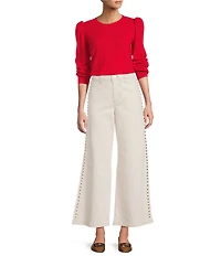 Antonio Melani Lisa Puff Sleeve Crew Neck Cashmere Sweater
