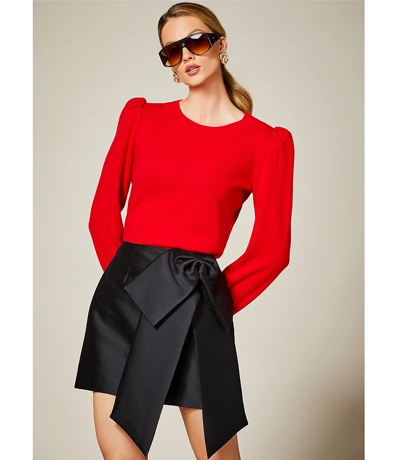 Antonio Melani Lisa Puff Sleeve Crew Neck Cashmere Sweater