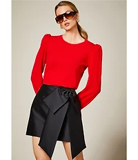 Antonio Melani Lisa Puff Sleeve Crew Neck Cashmere Sweater