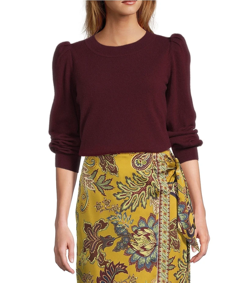 Antonio Melani Lisa Puff Sleeve Crew Neck Cashmere Sweater