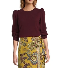 Antonio Melani Lisa Puff Sleeve Crew Neck Cashmere Sweater