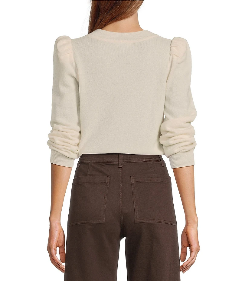 Antonio Melani Lisa Puff Sleeve Crew Neck Cashmere Sweater