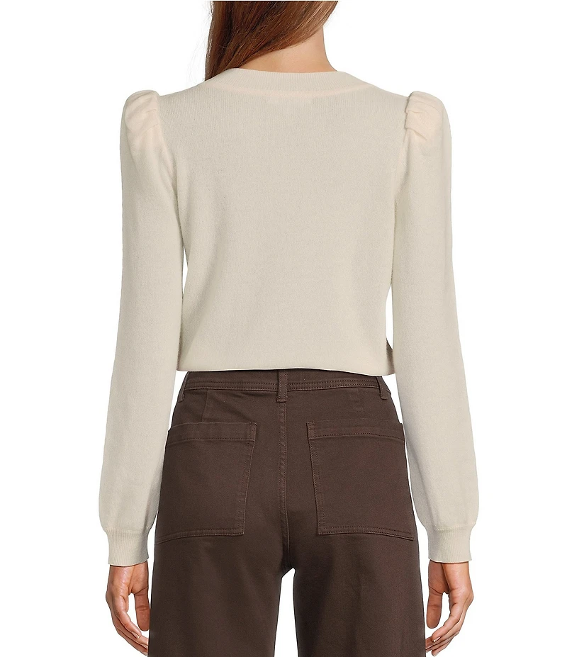 Antonio Melani Lisa Puff Sleeve Crew Neck Cashmere Sweater