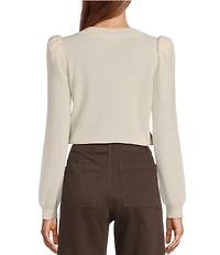 Antonio Melani Lisa Puff Sleeve Crew Neck Cashmere Sweater