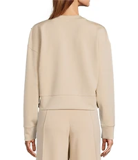 Antonio Melani Long Sleeve Crew Neckline Embellished Pearl Pullover Top