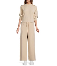 Antonio Melani Long Sleeve Crew Neckline Embellished Pearl Pullover Top