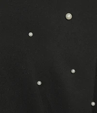 Antonio Melani Long Sleeve Crew Neckline Embellished Pearl Pullover Top