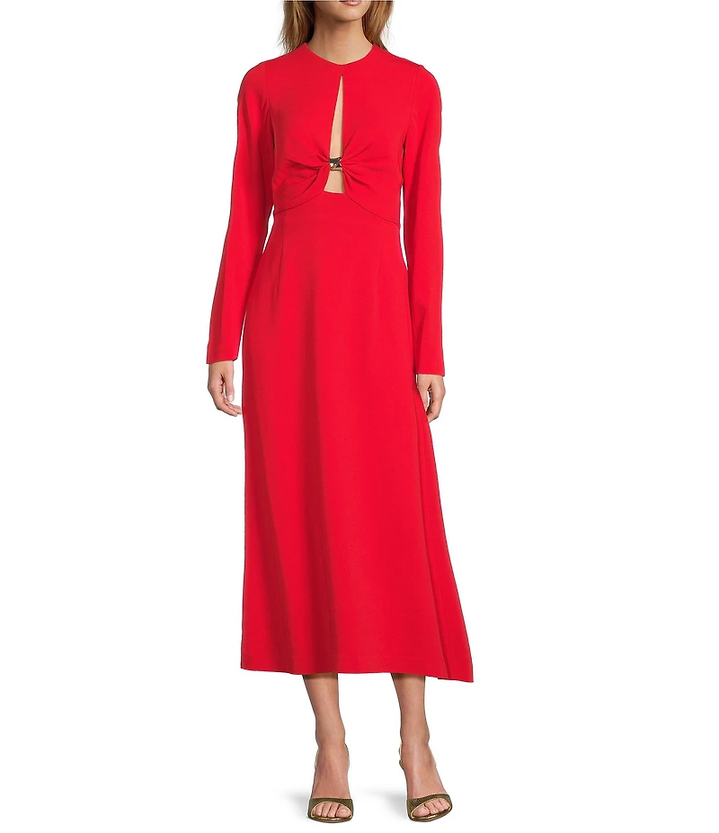 Antonio Melani Lorelei Long Sleeve Keyhole Neckline Midi Dress