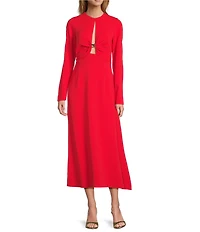 Antonio Melani Lorelei Long Sleeve Keyhole Neckline Midi Dress