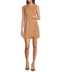 Antonio Melani Loretta Round Neck Sleeveless Button Front A-Line Dress