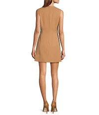 Antonio Melani Loretta Round Neck Sleeveless Button Front A-Line Dress