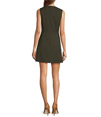 Antonio Melani Loretta Round Neck Sleeveless Button Front A-Line Dress