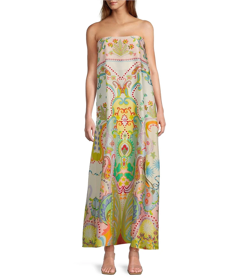 Antonio Melani Lucia Printed Satin Strapless Maxi Dress