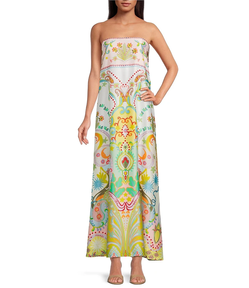 Antonio Melani Lucia Printed Satin Strapless Dress