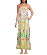 Antonio Melani Lucia Printed Satin Strapless Dress
