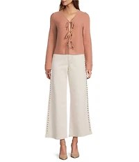 Antonio Melani Lydia V-Neck Long Cuff Sleeve Tie Front Bow Cashmere Sweater