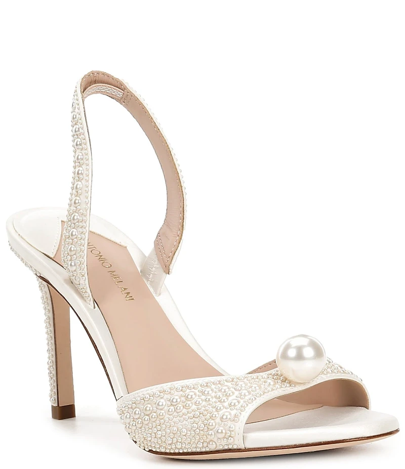 Antonio Melani Lyssa Two Pearl Ornamented Slingback Dress Sandals