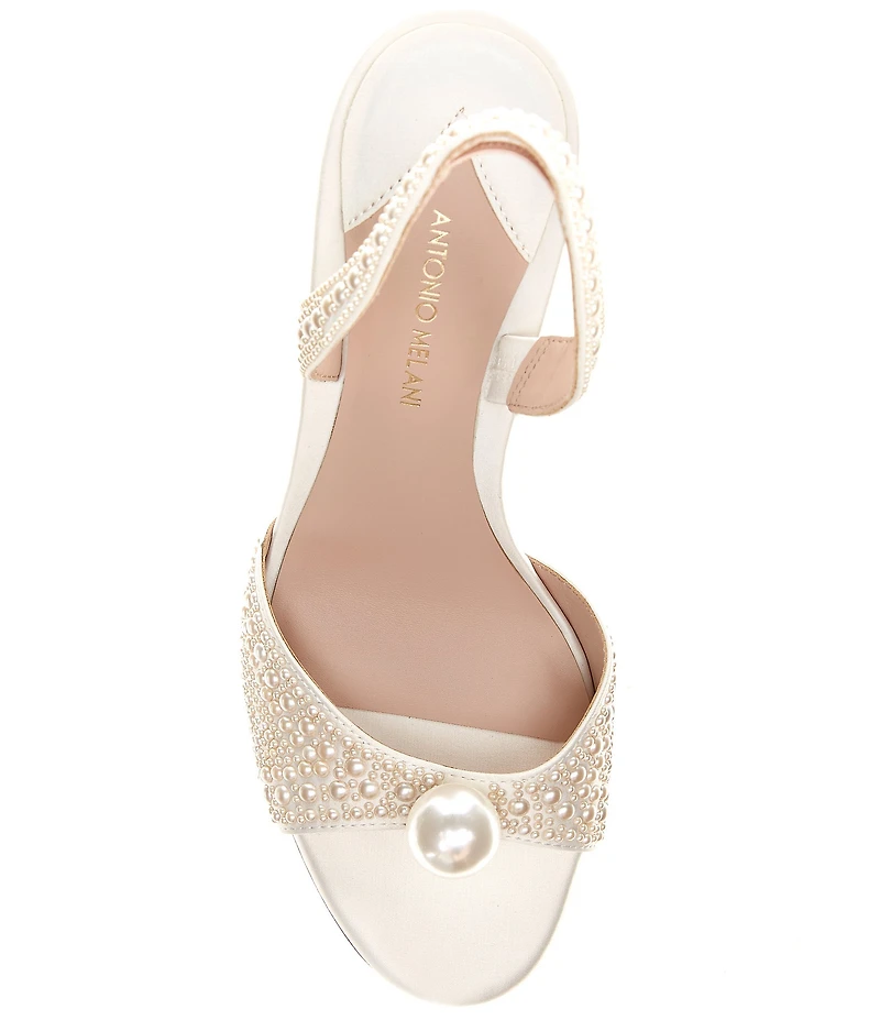 Antonio Melani Lyssa Two Pearl Ornamented Slingback Dress Sandals
