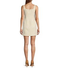 Antonio Melani Macy Tweed Sequin Scoop Neck A-Line Mini Dress