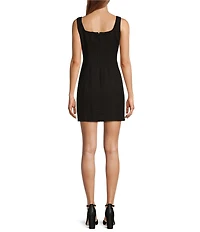 Antonio Melani Macy Tweed Pearl Detail Square Neck Sleeveless Coordinating Mini Dress