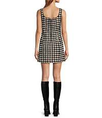Antonio Melani Macy Wool Blend Houndstooth Square Neck Sleeveless Mini Sheath Dress