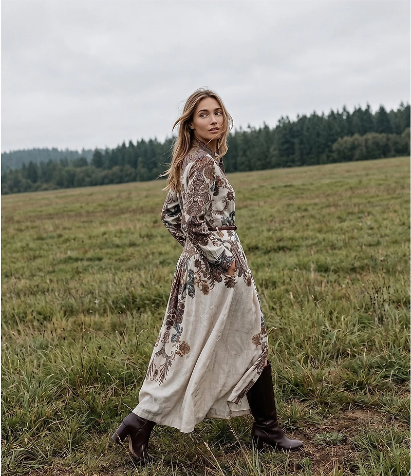 Antonio Melani Maggie Paisley Long Sleeve Belted Dress