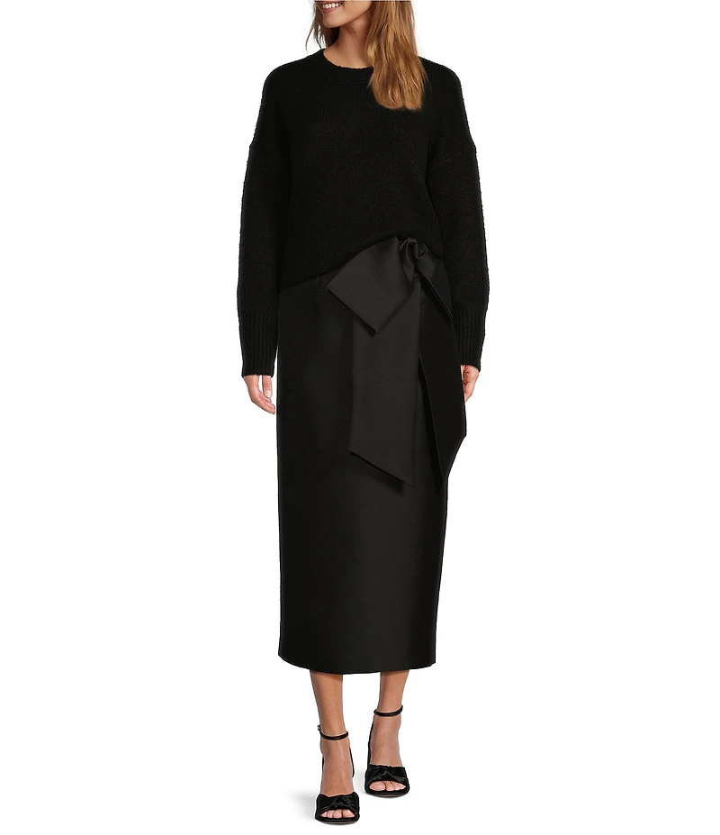 Antonio Melani Maleah Mikado Bow Detail Midi A-Line Skirt
