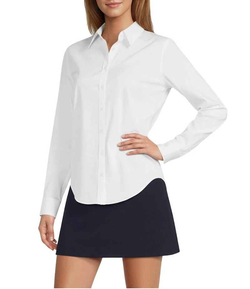 Antonio Melani Mallory Long Sleeve Point Collar Stretch Poplin Blouse