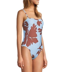 Antonio Melani Mandarin Blooms Square Neck Bandeau One Piece Swimsuit