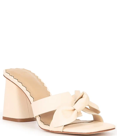 Antonio Melani Mare Leather Knotted Bow Detail Dress Slide Sandals