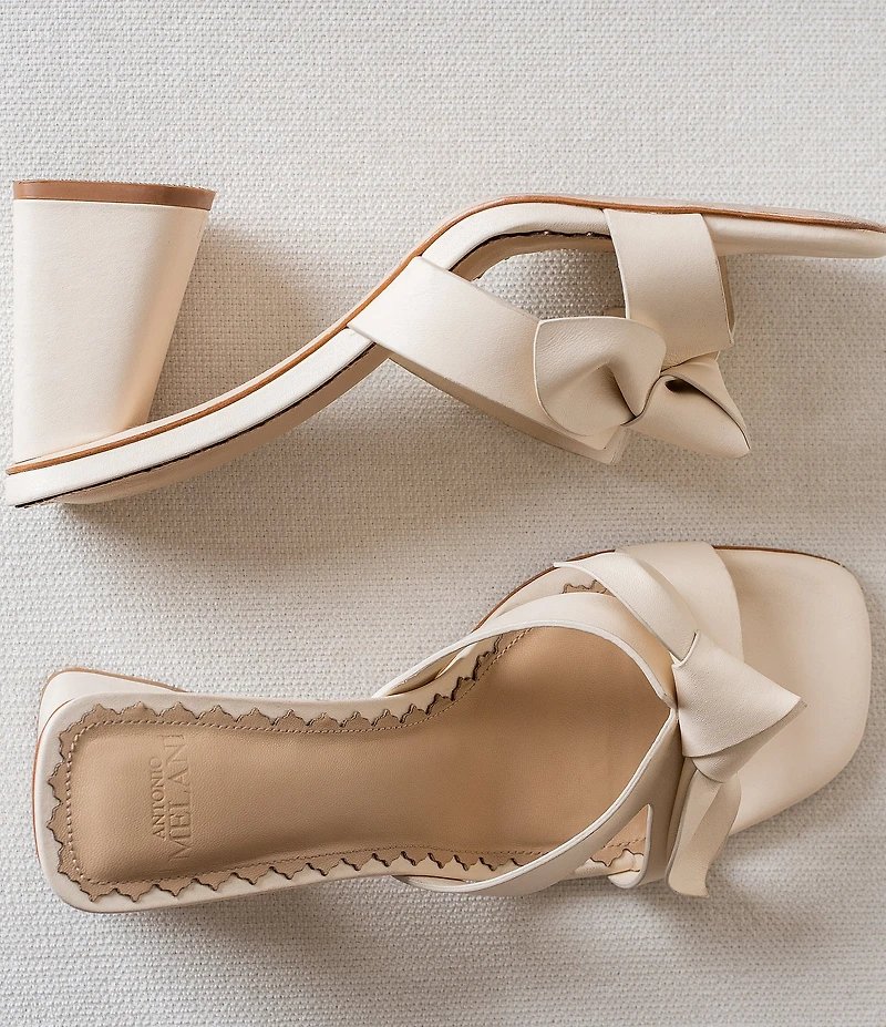 Antonio Melani Mare Leather Knotted Bow Detail Dress Slide Sandals