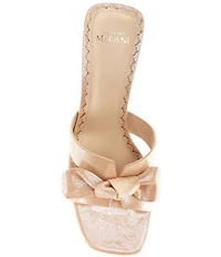 Antonio Melani Mare Shimmer Leather Knotted Bow Detail Dress Slide Sandals
