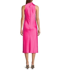 Antonio Melani Marine Satin Halter Neck Slip Midi Dress