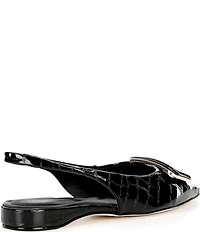 Antonio Melani Marlow Crocodile Embossed Patent Leather Ornamented Slingback Flats