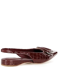 Antonio Melani Marlow Crocodile Embossed Patent Leather Ornamented Slingback Flats