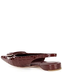 Antonio Melani Marlow Crocodile Embossed Patent Leather Ornamented Slingback Flats