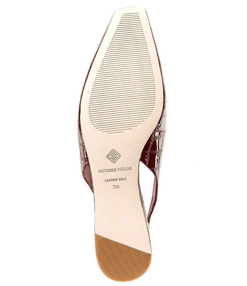 Antonio Melani Marlow Crocodile Embossed Patent Leather Ornamented Slingback Flats