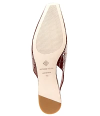 Antonio Melani Marlow Crocodile Embossed Patent Leather Ornamented Slingback Flats
