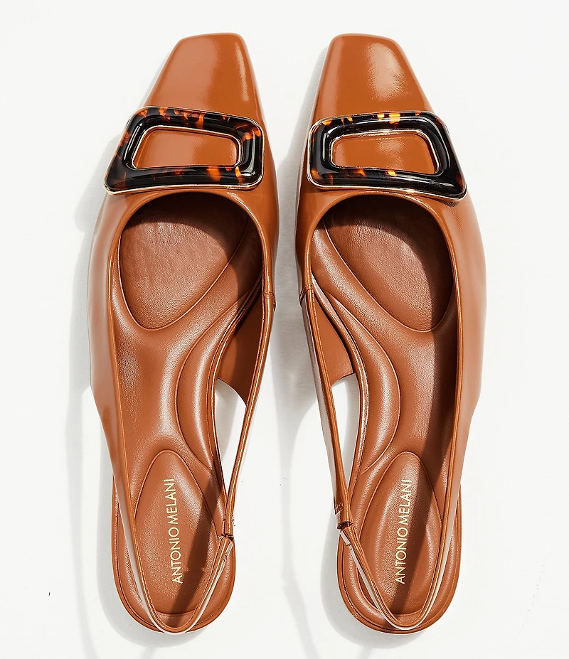 Antonio Melani Marlow Leather Ornamented Slingback Flats