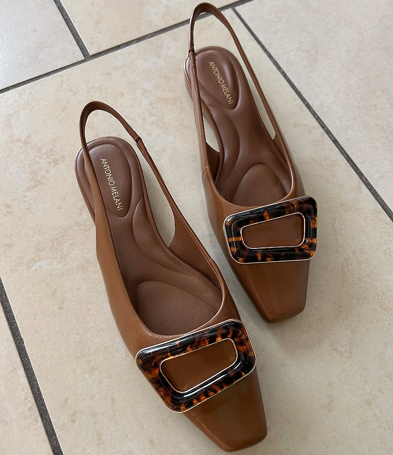 Antonio Melani Marlow Leather Ornamented Slingback Flats