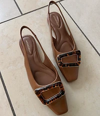 Antonio Melani Marlow Leather Ornamented Slingback Flats