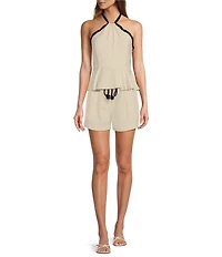 Antonio Melani Mason Rope Belt Linen Blend Pleated Coordinating Shorts