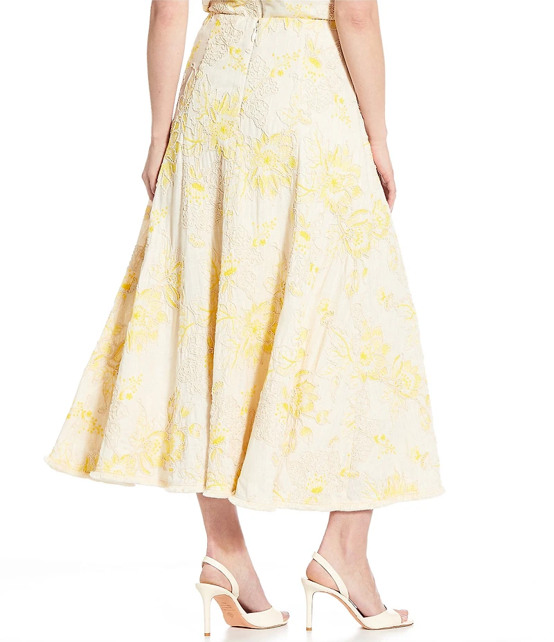 Antonio Melani Maura Spring Soutache Coordinating Linen Blend Embroidery A-Line Skirt